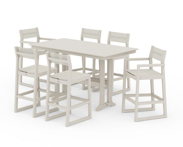 EDGE Sling 7-Piece Farmhouse Bar Set with Trestle Legs