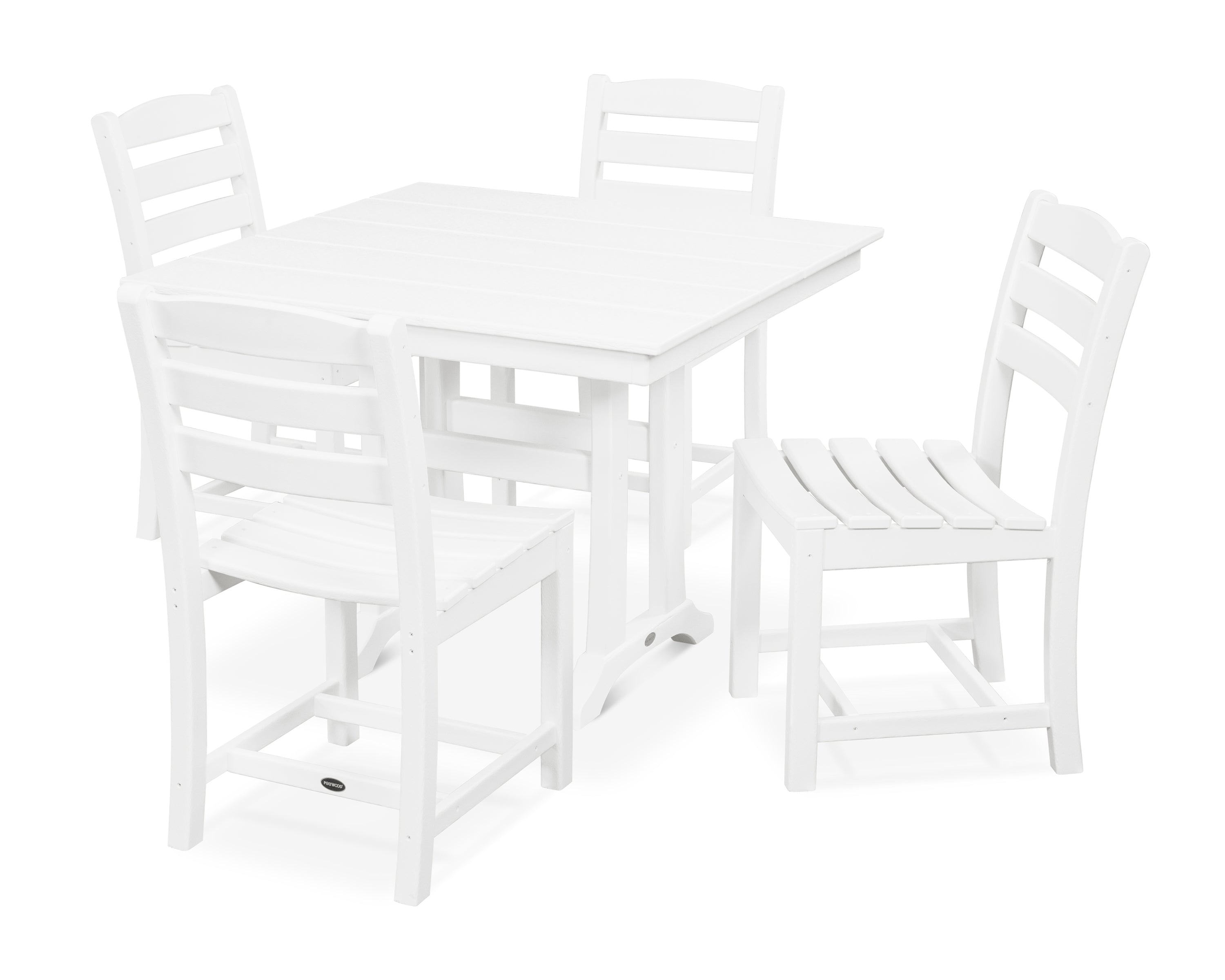 La Casa Café 5-Piece Farmhouse Trestle Side Chair Dining Set