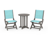 Coastal Folding Side Chair 3-Piece Round Bistro Dining Set