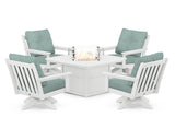 Vineyard 5-Piece Deep Seating Swivel Conversation Set with Fire Pit Table