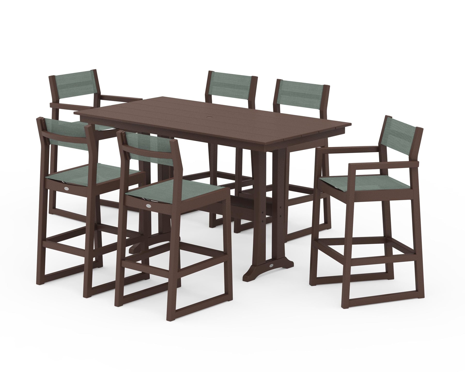 EDGE Sling 7-Piece Farmhouse Bar Set with Trestle Legs