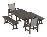 Coastal 5-Piece Farmhouse Dining Set with Trestle Legs and Benches