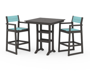 EDGE Sling Arm Chair 3-Piece Farmhouse Bar Set with Trestle Legs