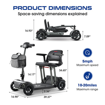 Metro Mobility Air Traveller Mobility Scooter Electric 4-Wheel 24V 4.97 MPH 10-16 Mile Range New