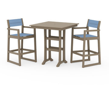 EDGE Sling Arm Chair 3-Piece Farmhouse Bar Set with Trestle Legs