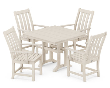 Vineyard 5-Piece Farmhouse Trestle Arm Chair Dining Set