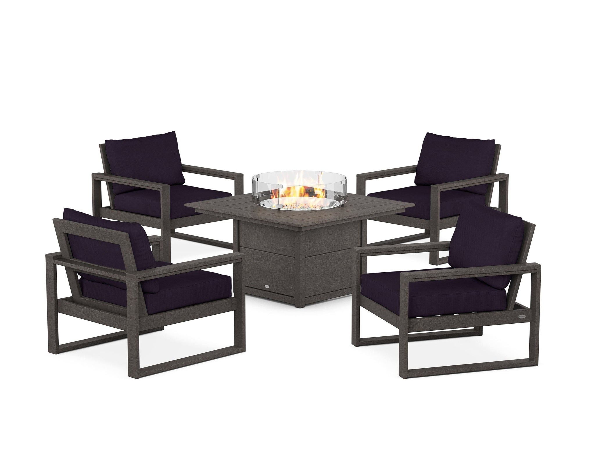 EDGE Sectional 5-Piece Deep Seating Set with Fire Pit Table