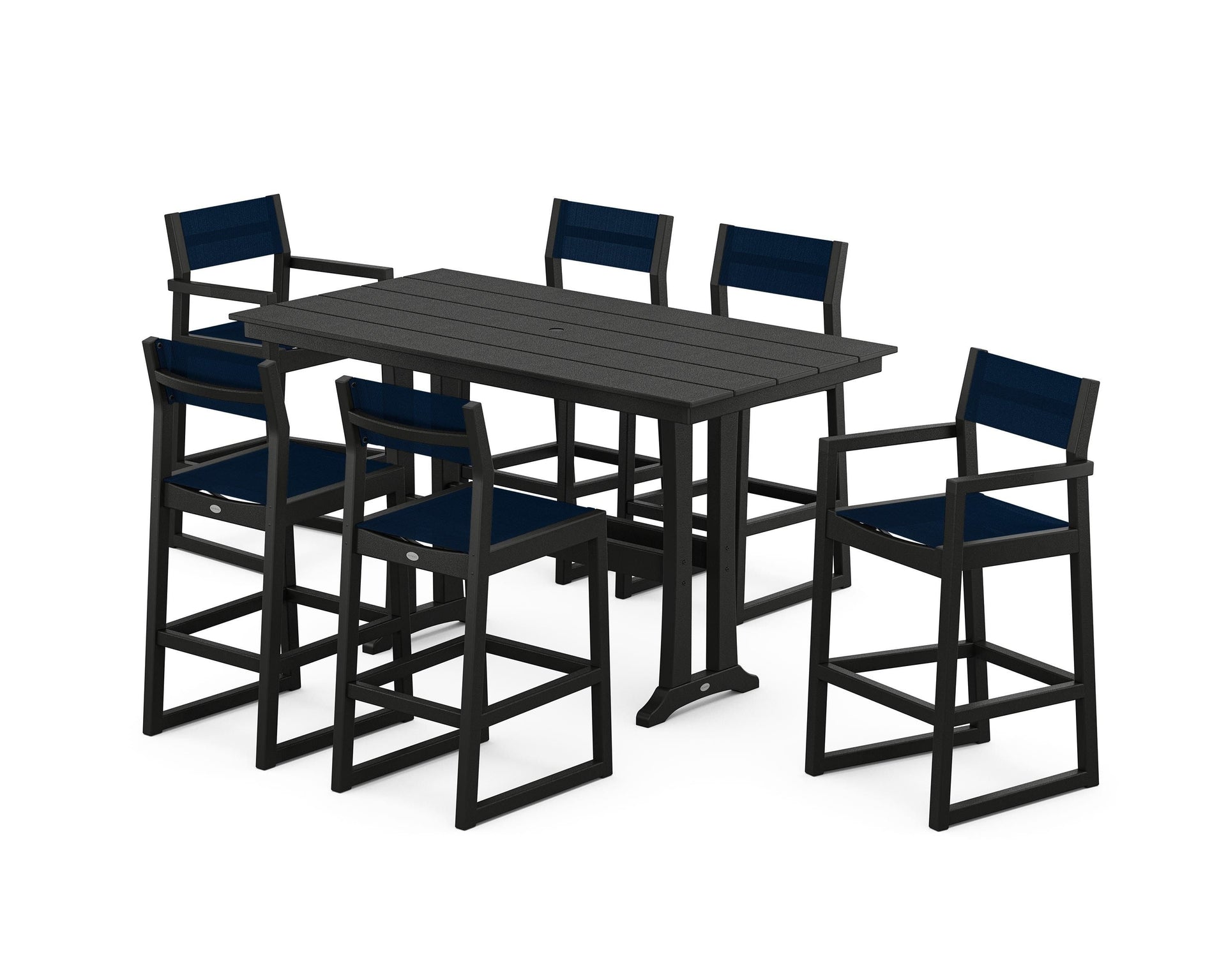 EDGE Sling 7-Piece Farmhouse Bar Set with Trestle Legs
