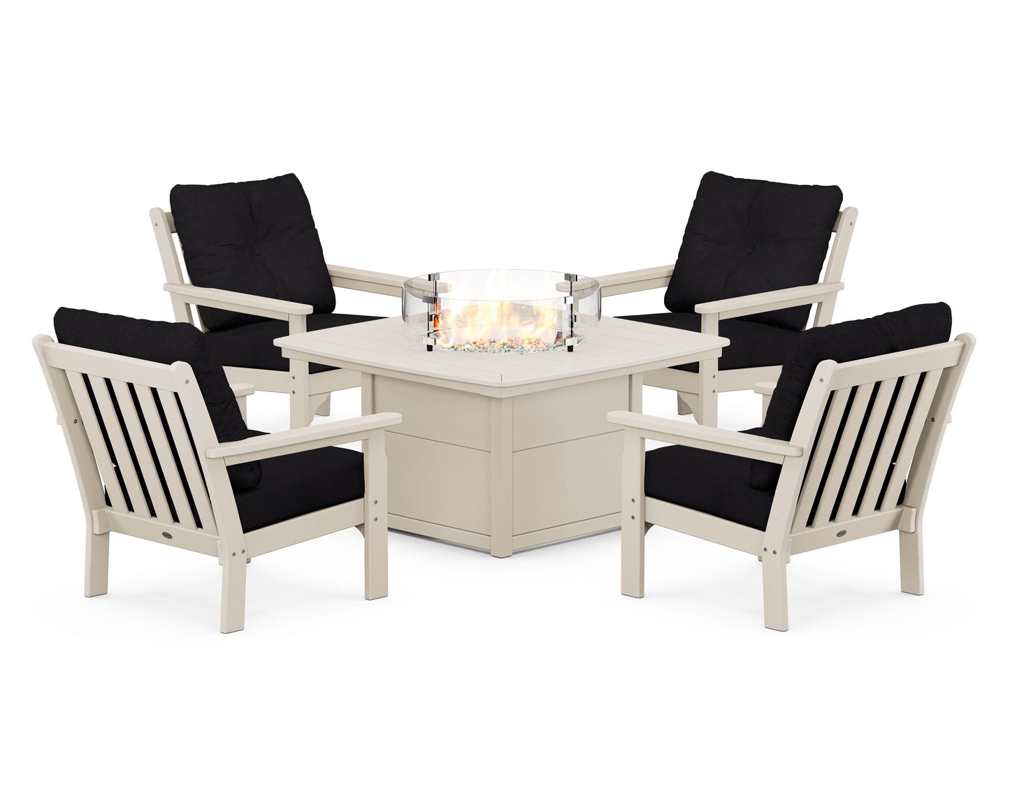 Vineyard 5-Piece Conversation Set with Fire Pit Table