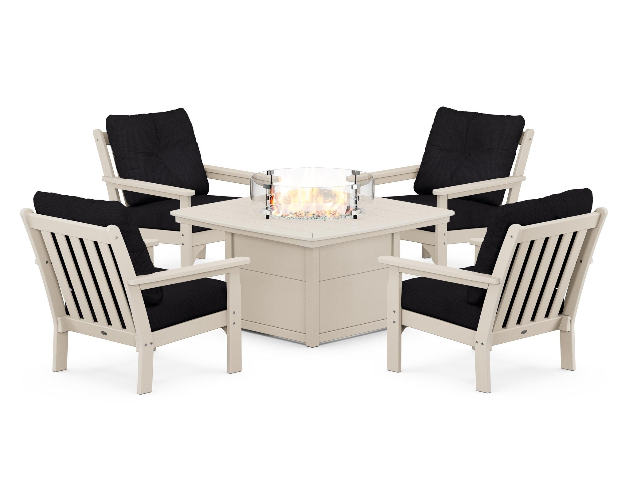 Vineyard 5-Piece Conversation Set with Fire Pit Table