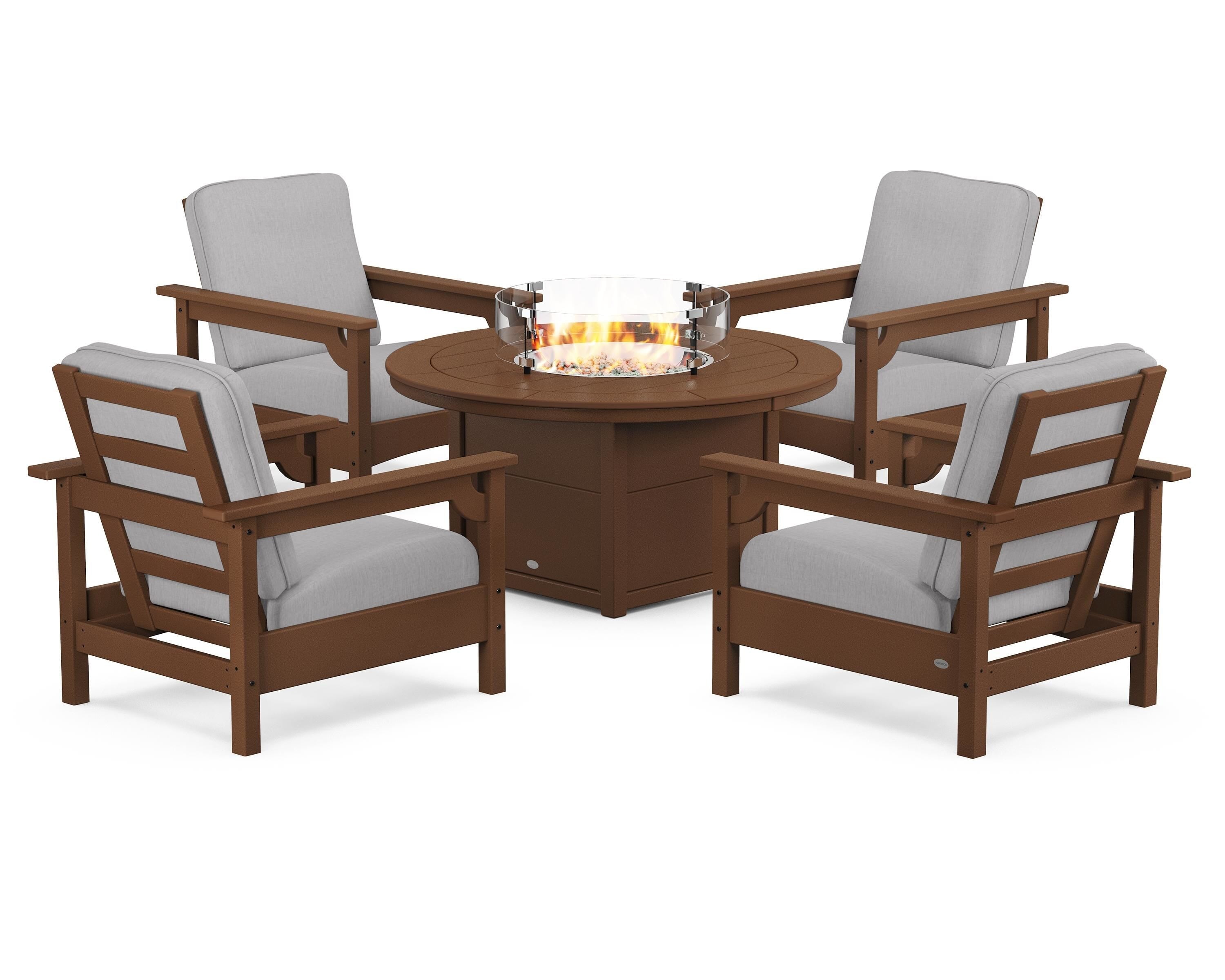 Club 5-Piece Conversation Set with Fire Pit Table