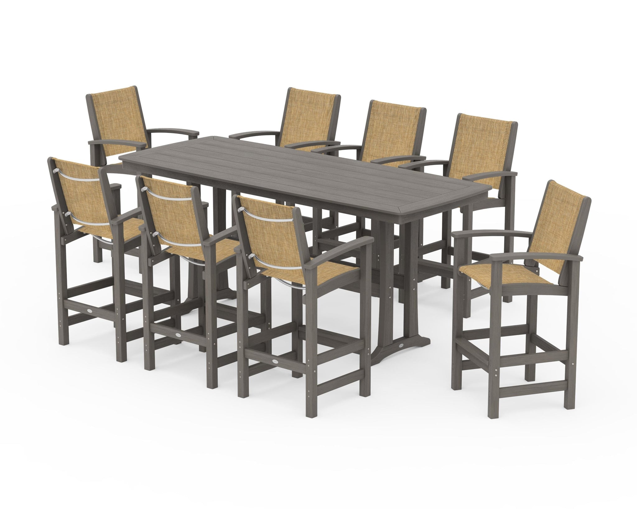 Coastal 9-Piece Bar Set with Trestle Legs