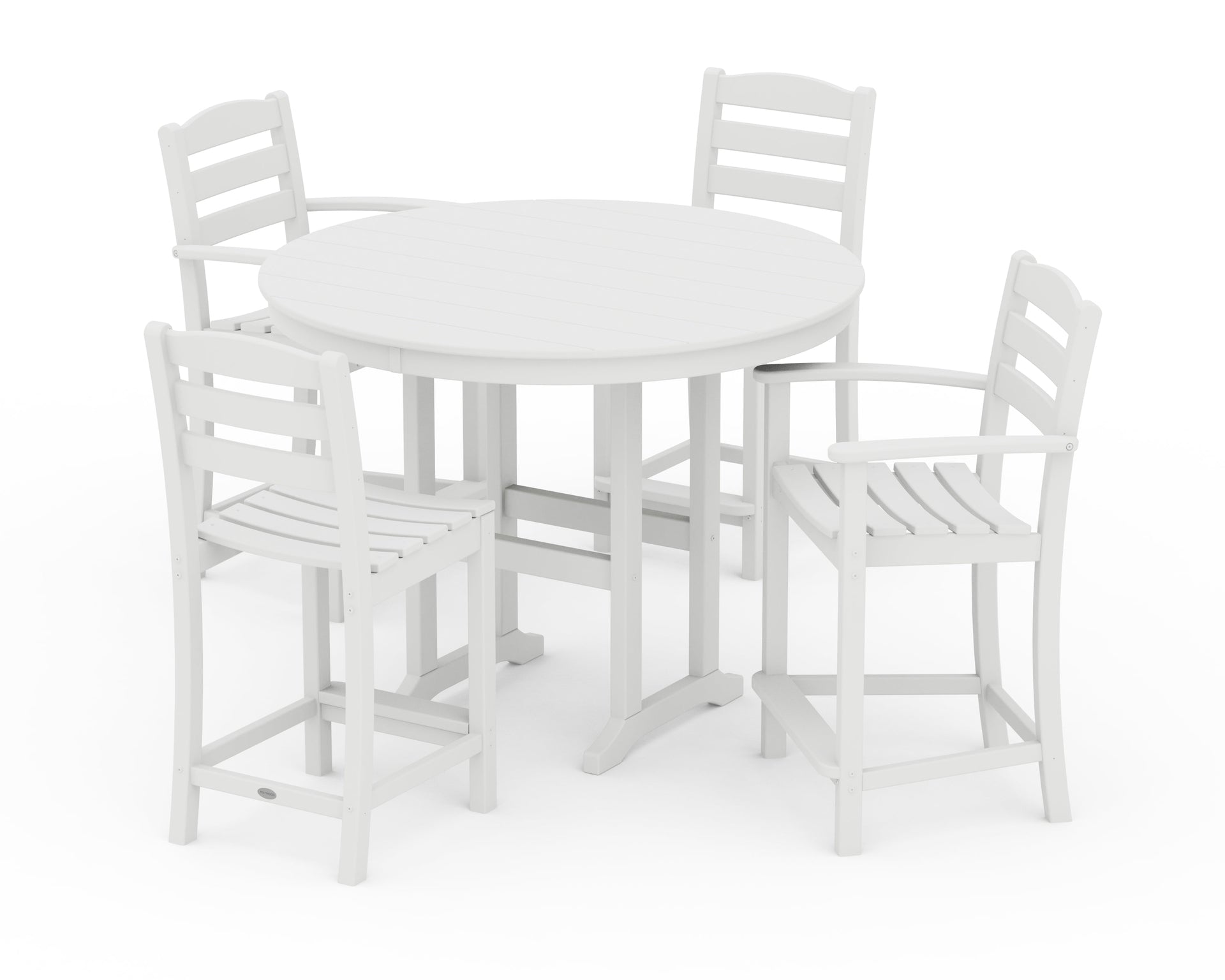 La Casa Café 5-Piece Round Farmhouse Counter Dining Set