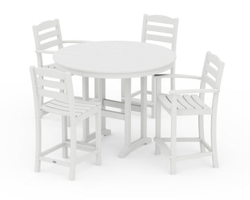 La Casa Café 5-Piece Round Farmhouse Counter Dining Set