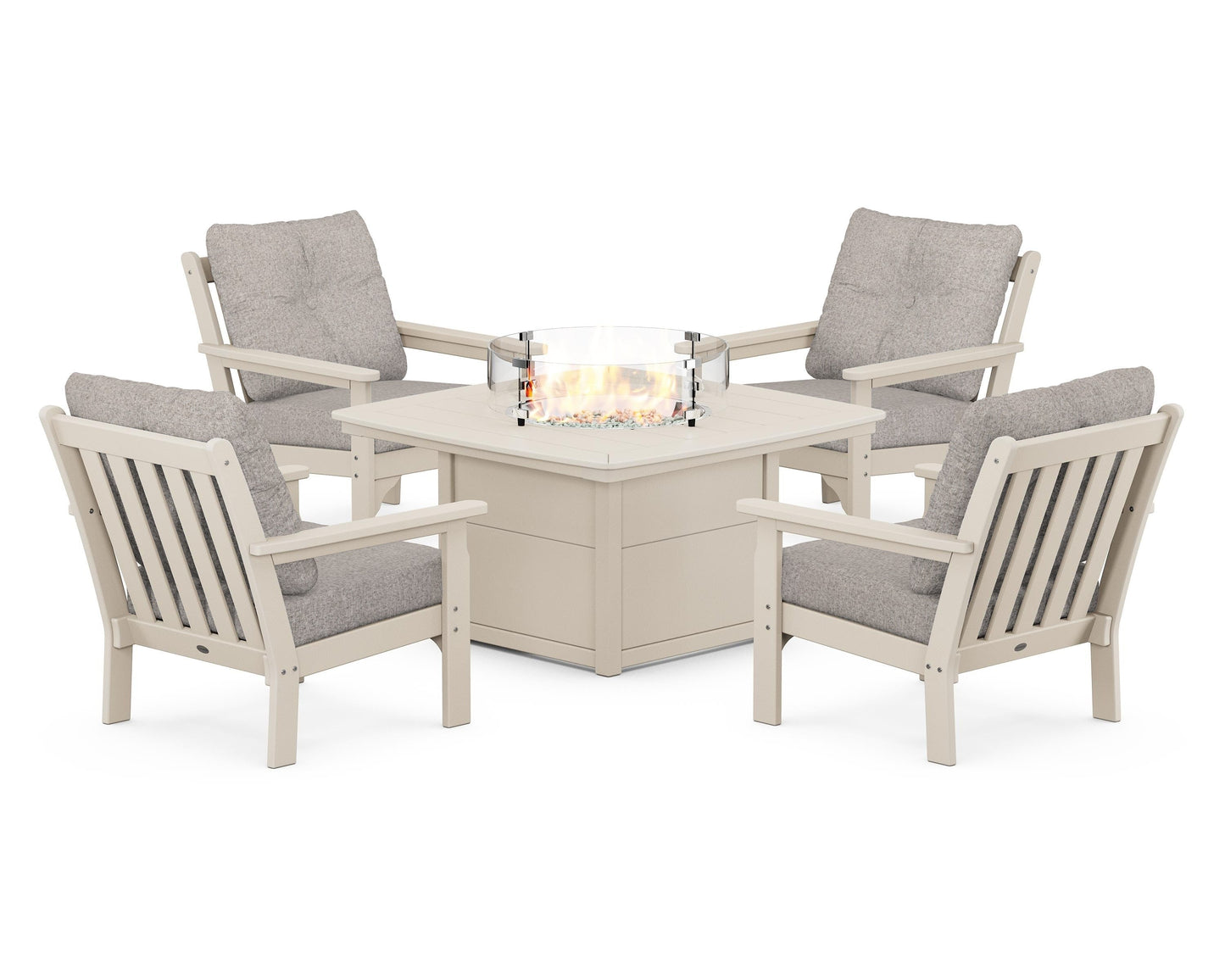 Vineyard 5-Piece Conversation Set with Fire Pit Table