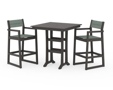 EDGE Sling Arm Chair 3-Piece Farmhouse Bar Set with Trestle Legs
