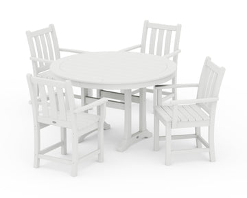 Traditional Garden 5-Piece Round Dining Set with Trestle Legs