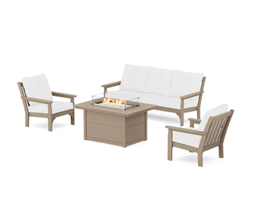 Vineyard Deep Seating Fire Pit Table Set