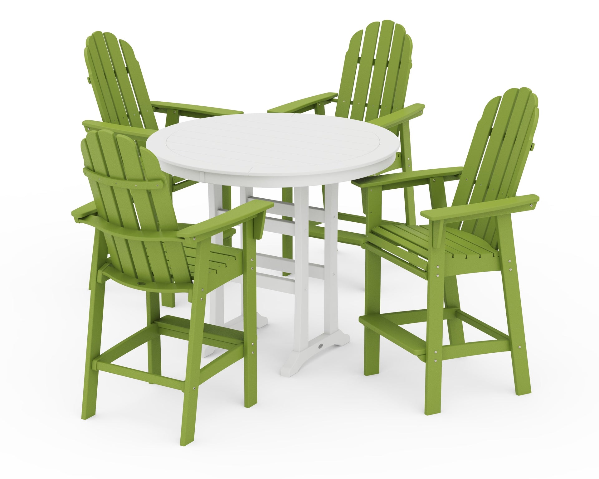 Vineyard Curveback Adirondack 5-Piece Nautical Trestle Bar Set