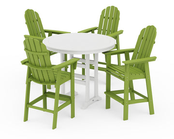 Vineyard Curveback Adirondack 5-Piece Nautical Trestle Bar Set