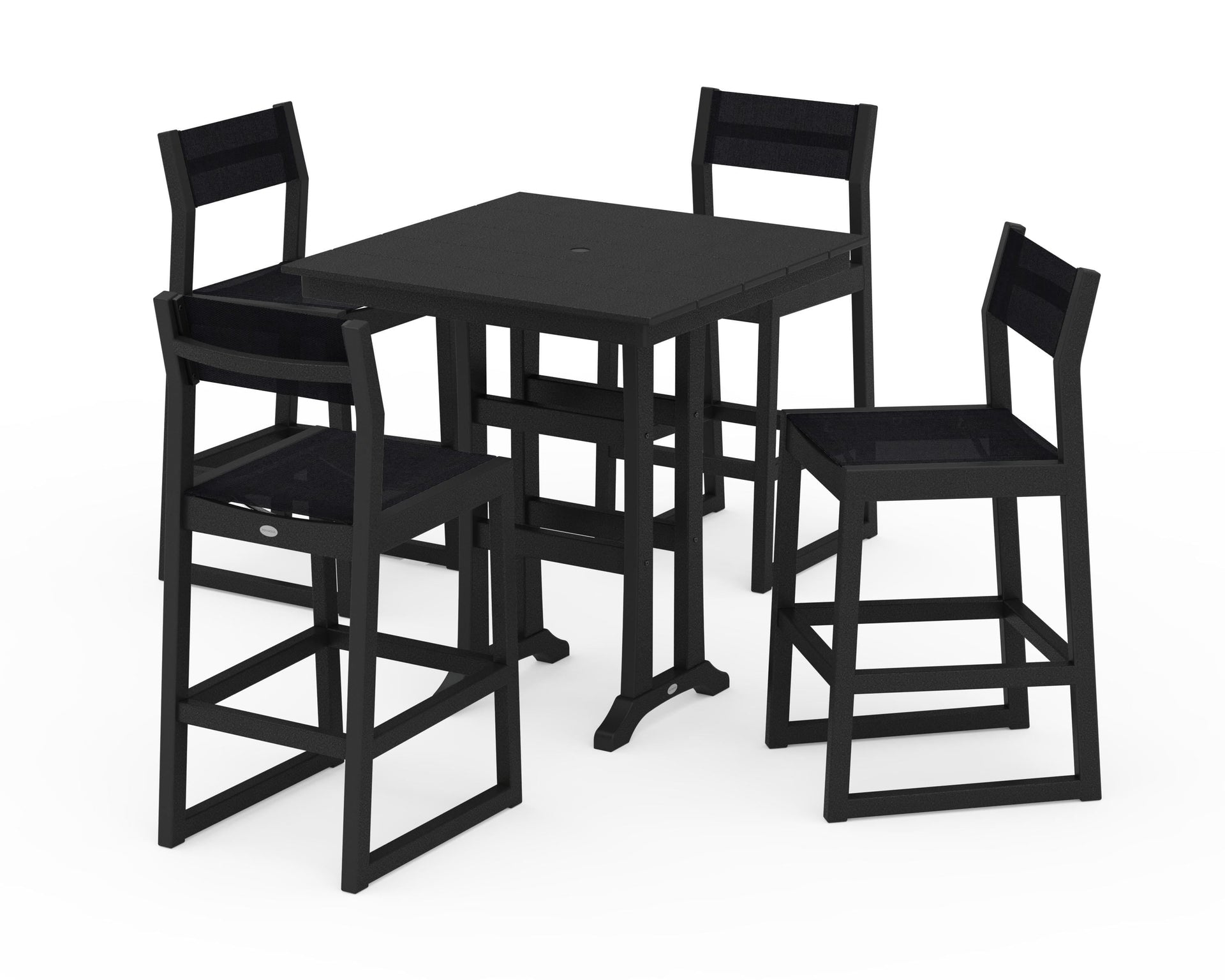 EDGE Sling Arm Chair 5-Piece Farmhouse Bar Set with Trestle Legs
