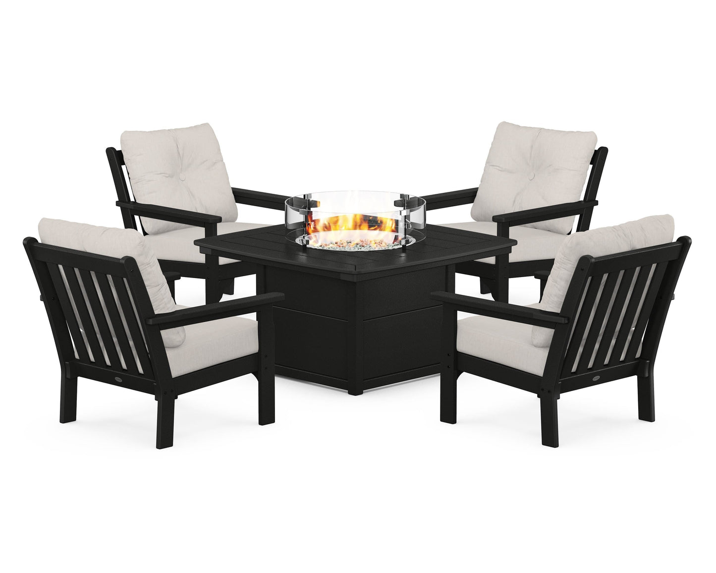 Vineyard 5-Piece Conversation Set with Fire Pit Table