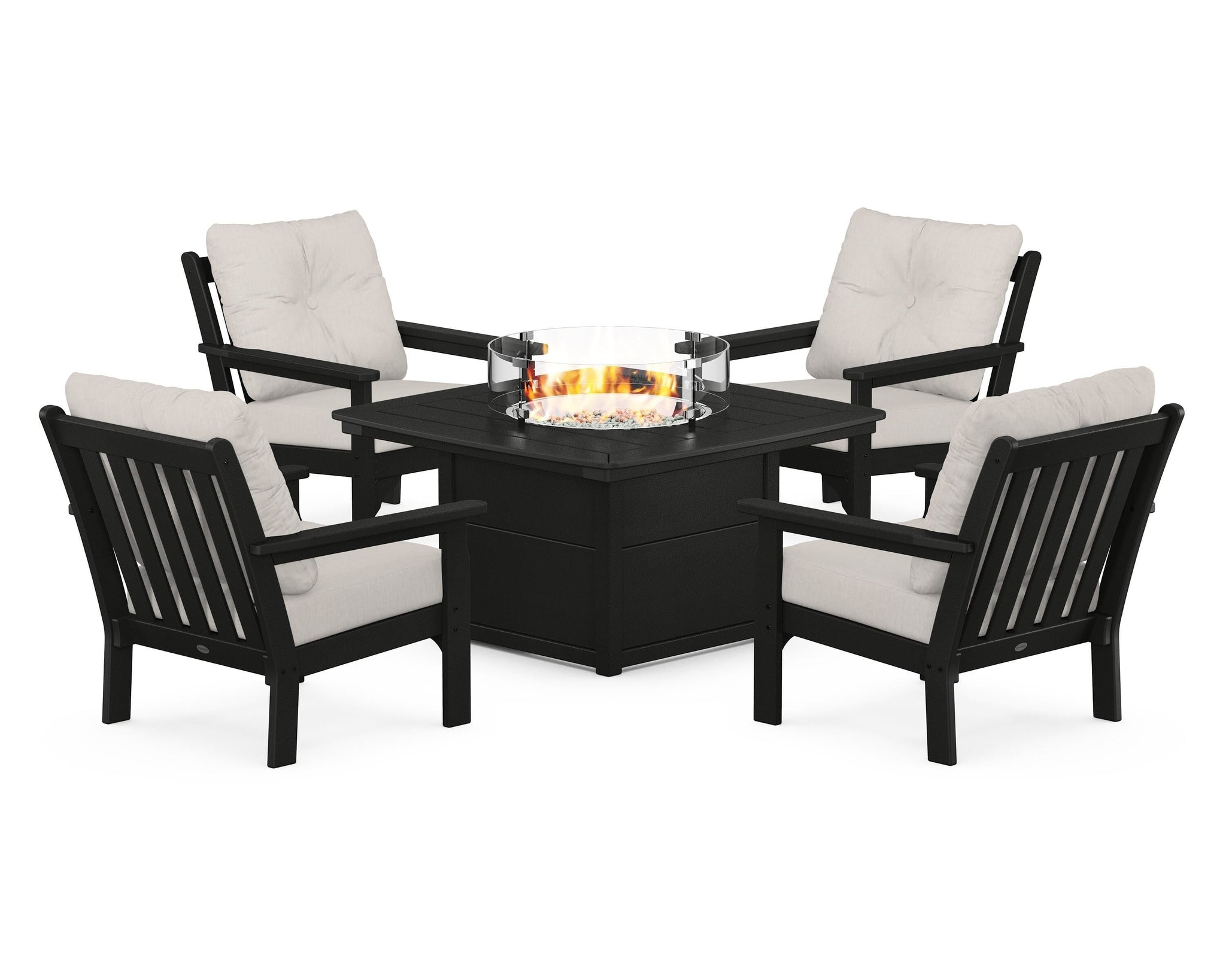 Vineyard 5-Piece Conversation Set with Fire Pit Table