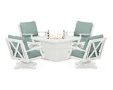 Braxton 5-Piece Deep Seating Swivel Conversation Set with Fire Pit Table