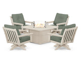 Vineyard 5-Piece Deep Seating Swivel Conversation Set with Fire Pit Table