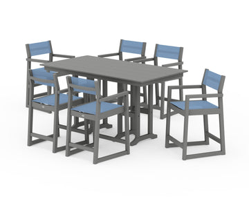 EDGE Sling Arm Chair 7-Piece Farmhouse Counter Set