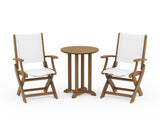 Coastal Folding 3-Piece Round Bistro Dining Set