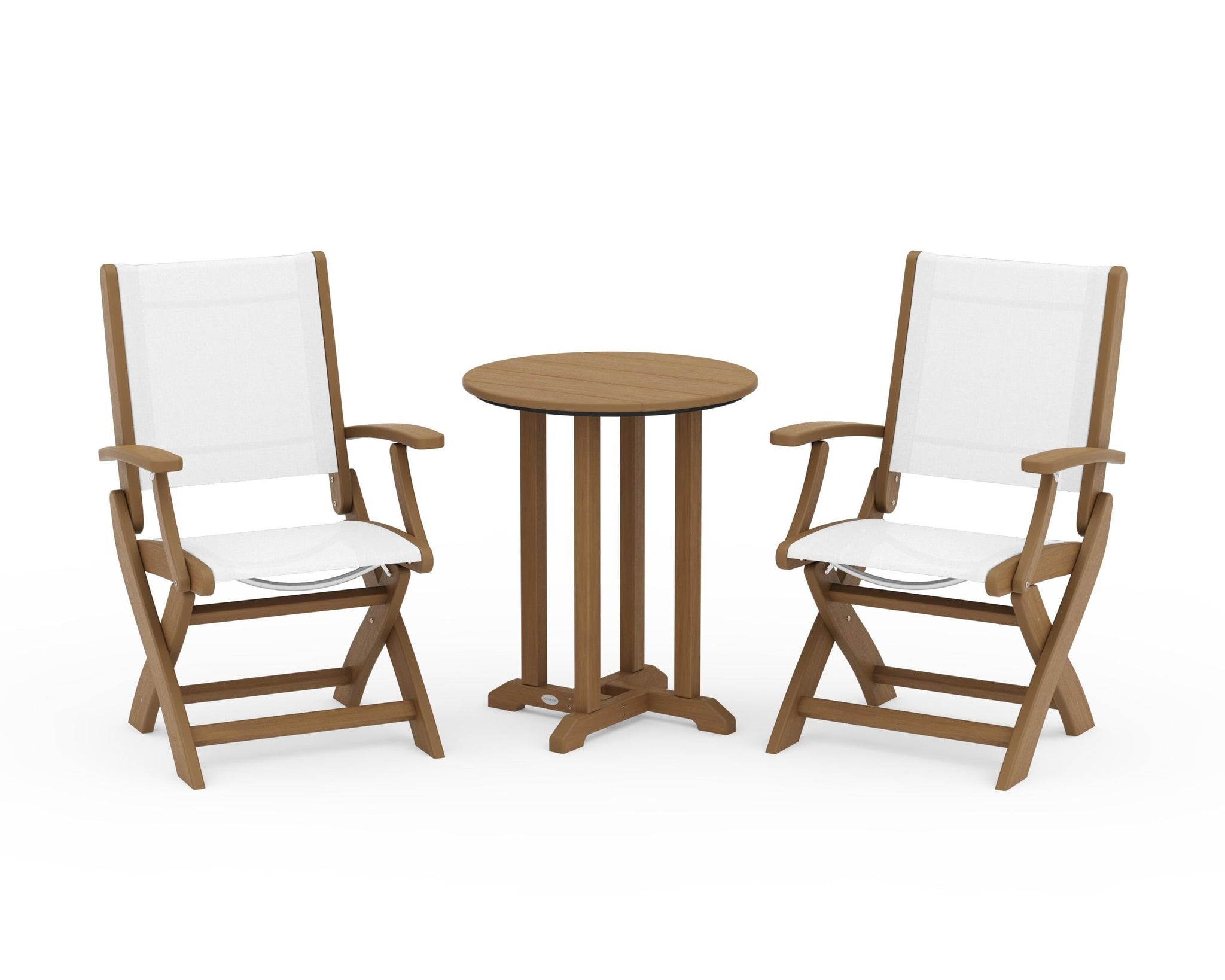 Coastal Folding 3-Piece Round Bistro Dining Set