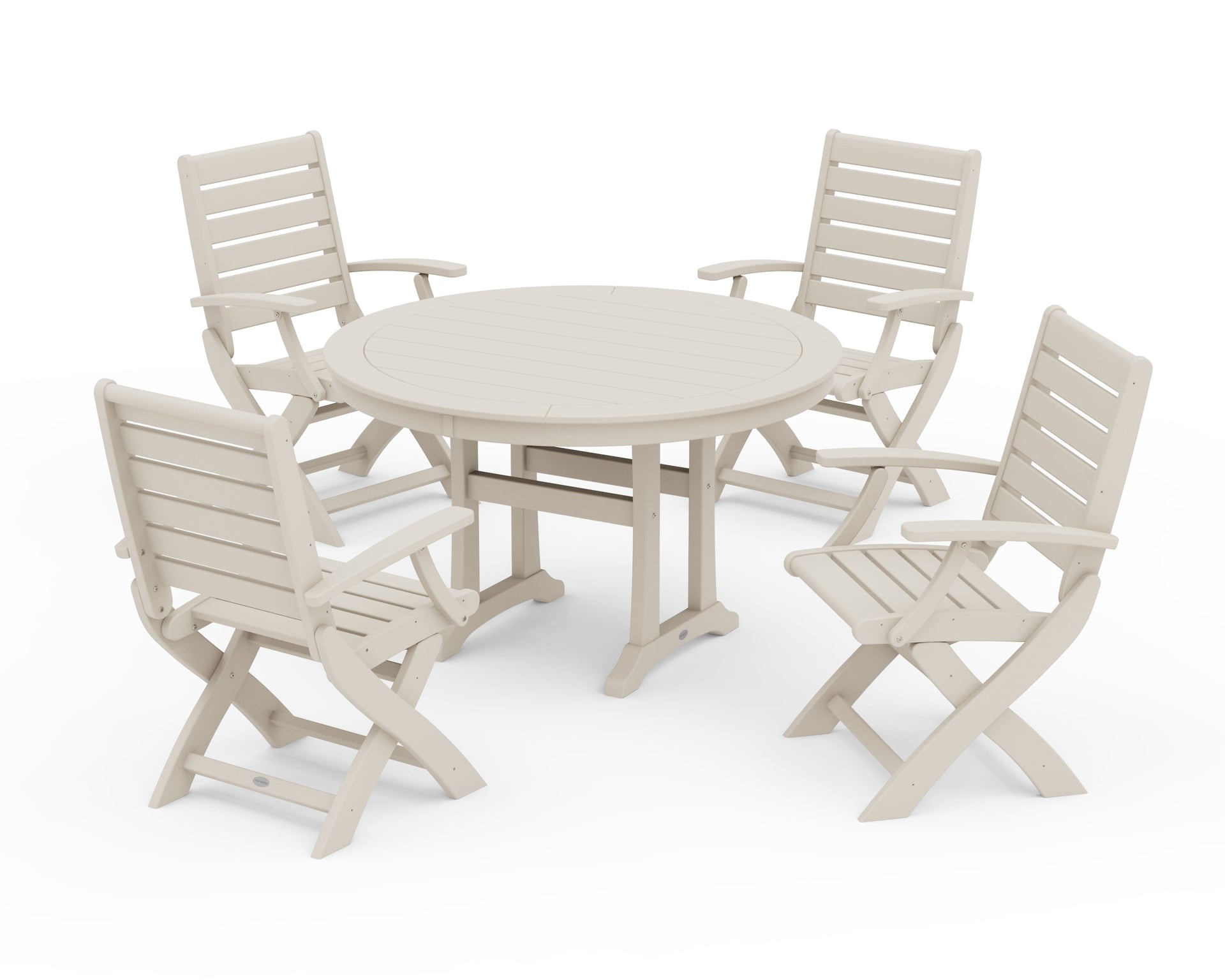 Signature Folding Chair 5-Piece Round Dining Set with Trestle Legs