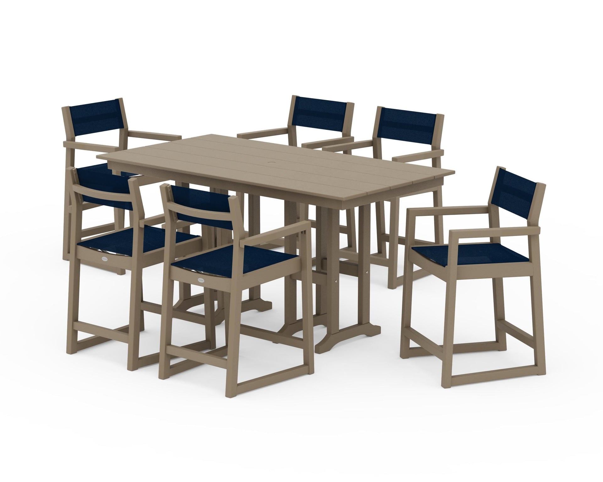EDGE Sling Arm Chair 7-Piece Farmhouse Counter Set