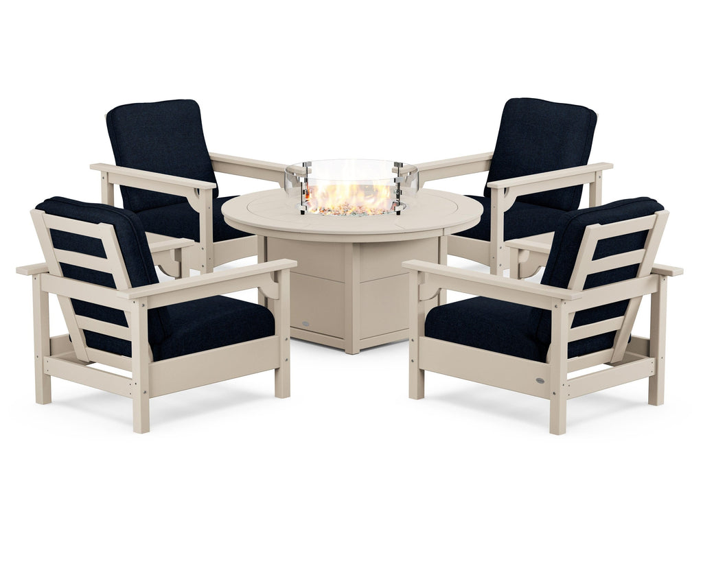 Club 5-Piece Conversation Set with Fire Pit Table