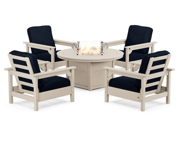 Club 5-Piece Conversation Set with Fire Pit Table