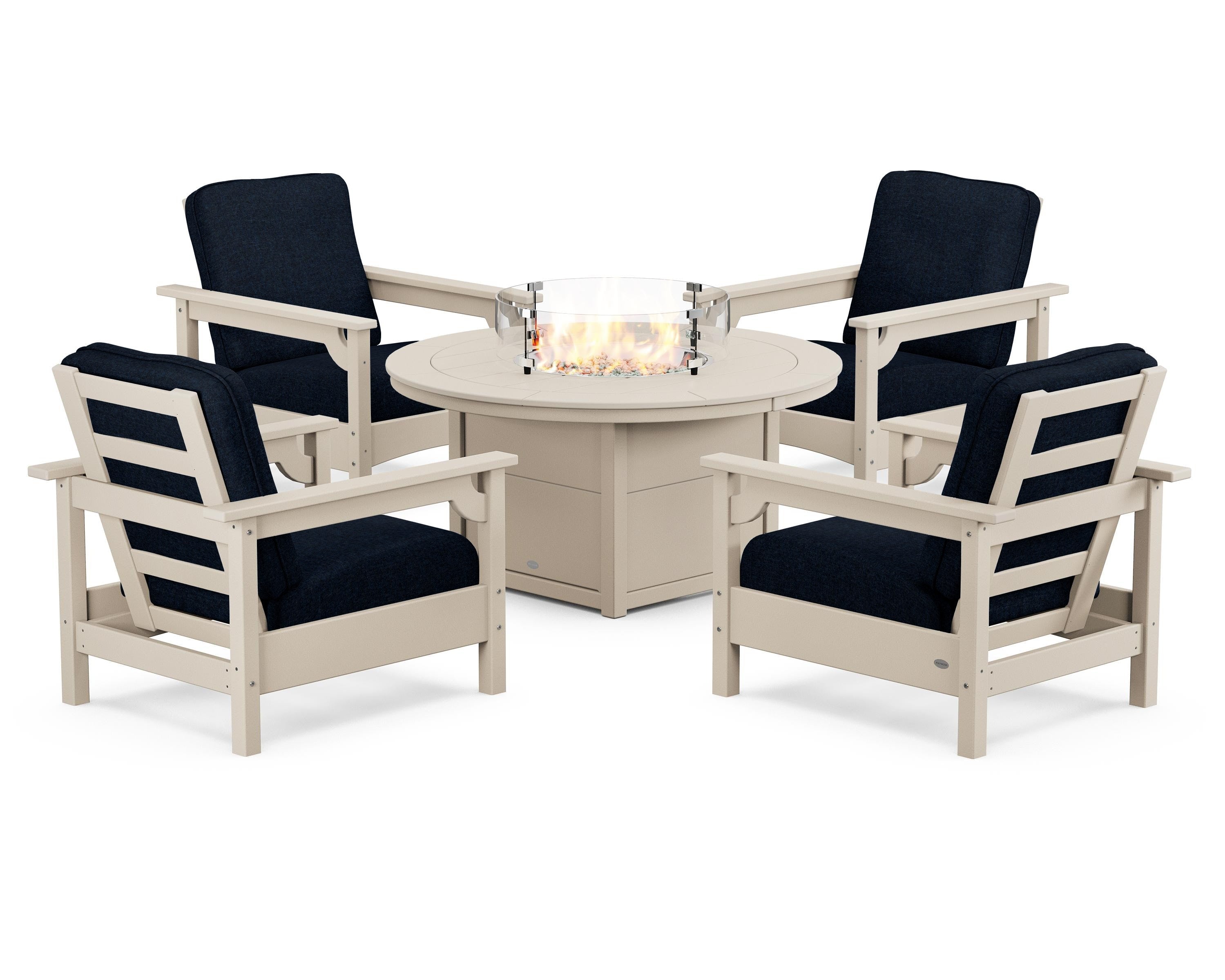 Club 5-Piece Conversation Set with Fire Pit Table