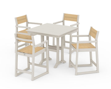 EDGE Sling Arm Chair 5-Piece Farmhouse Counter Set with Trestle Legs