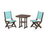 Coastal Folding Side Chair 3-Piece Dining Set