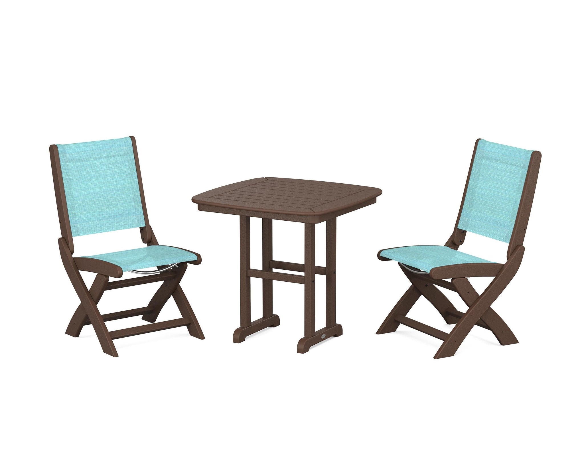 Coastal Folding Side Chair 3-Piece Dining Set