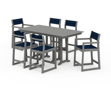 EDGE Sling 7-Piece Farmhouse Counter Set with Trestle Legs