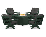 Vineyard 5-Piece Deep Seating Swivel Conversation Set with Fire Pit Table