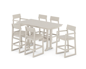 EDGE 7-Piece Farmhouse Bar Set with Trestle Legs