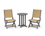 Coastal Folding Side Chair 3-Piece Round Bistro Dining Set