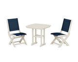 Coastal Folding Side Chair 3-Piece Dining Set