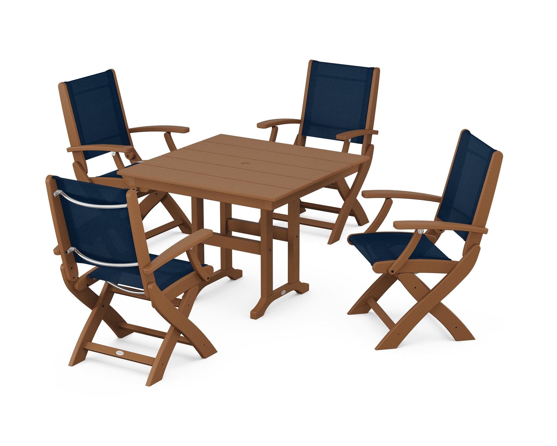 Coastal Folding Chair 5-Piece Farmhouse Dining Set
