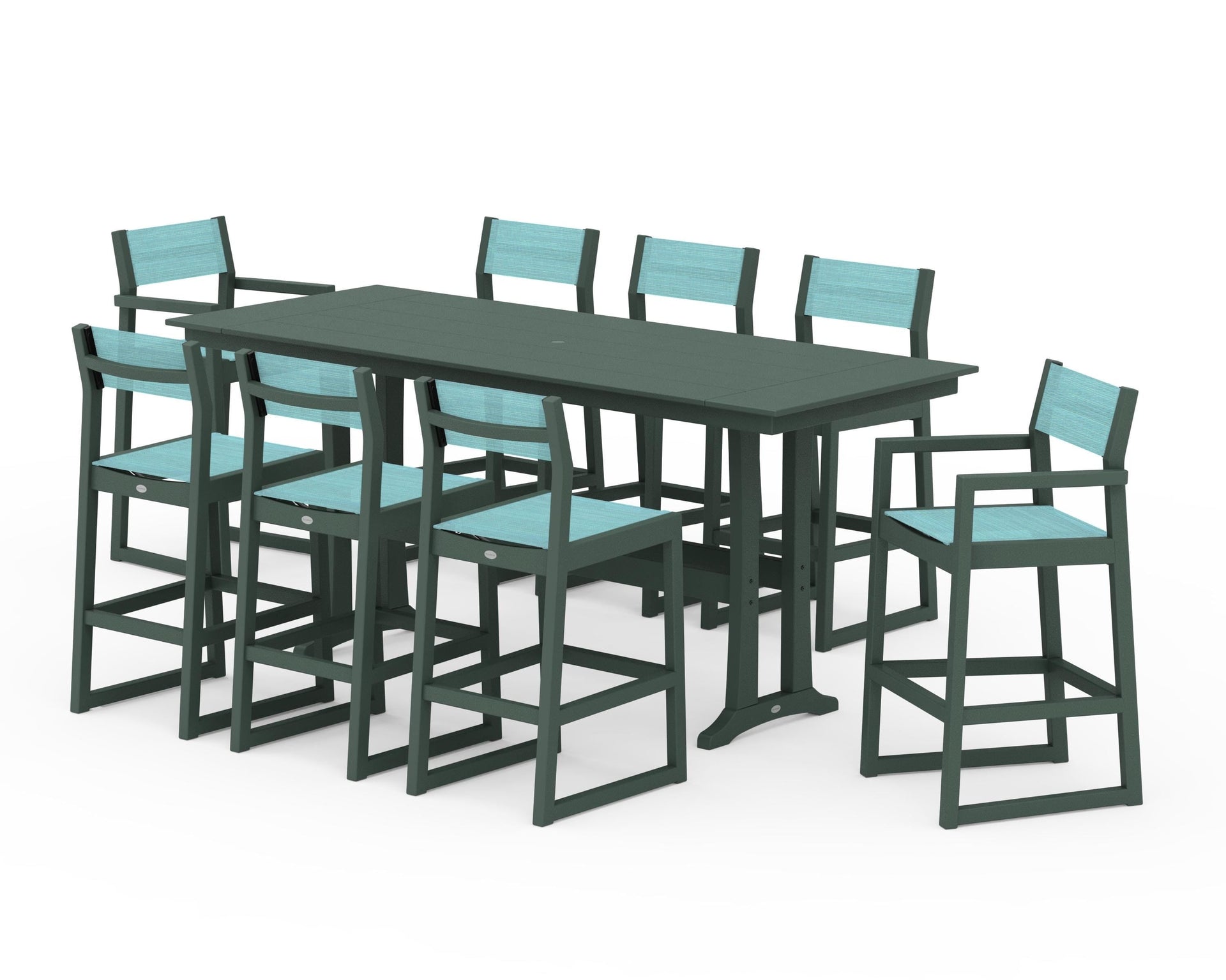 EDGE Sling 9-Piece Farmhouse Bar Set with Trestle Legs