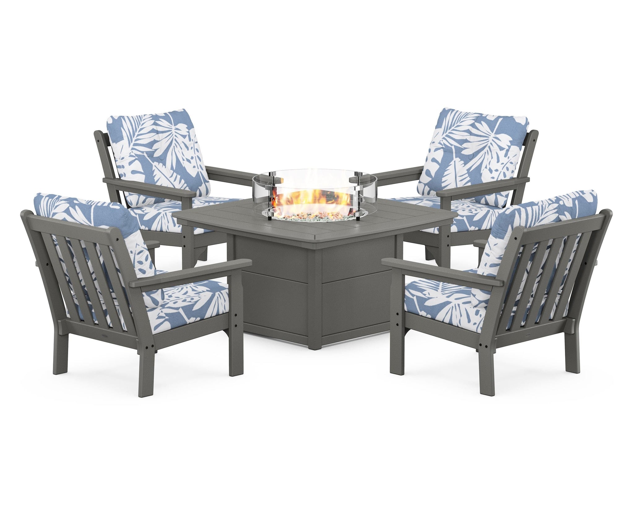 Vineyard 5-Piece Conversation Set with Fire Pit Table
