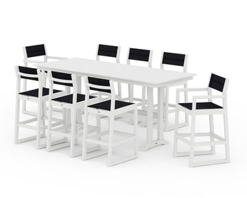 EDGE Sling 9-Piece Farmhouse Bar Set with Trestle Legs