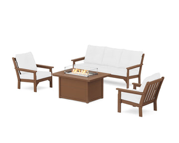 Vineyard Deep Seating Fire Pit Table Set